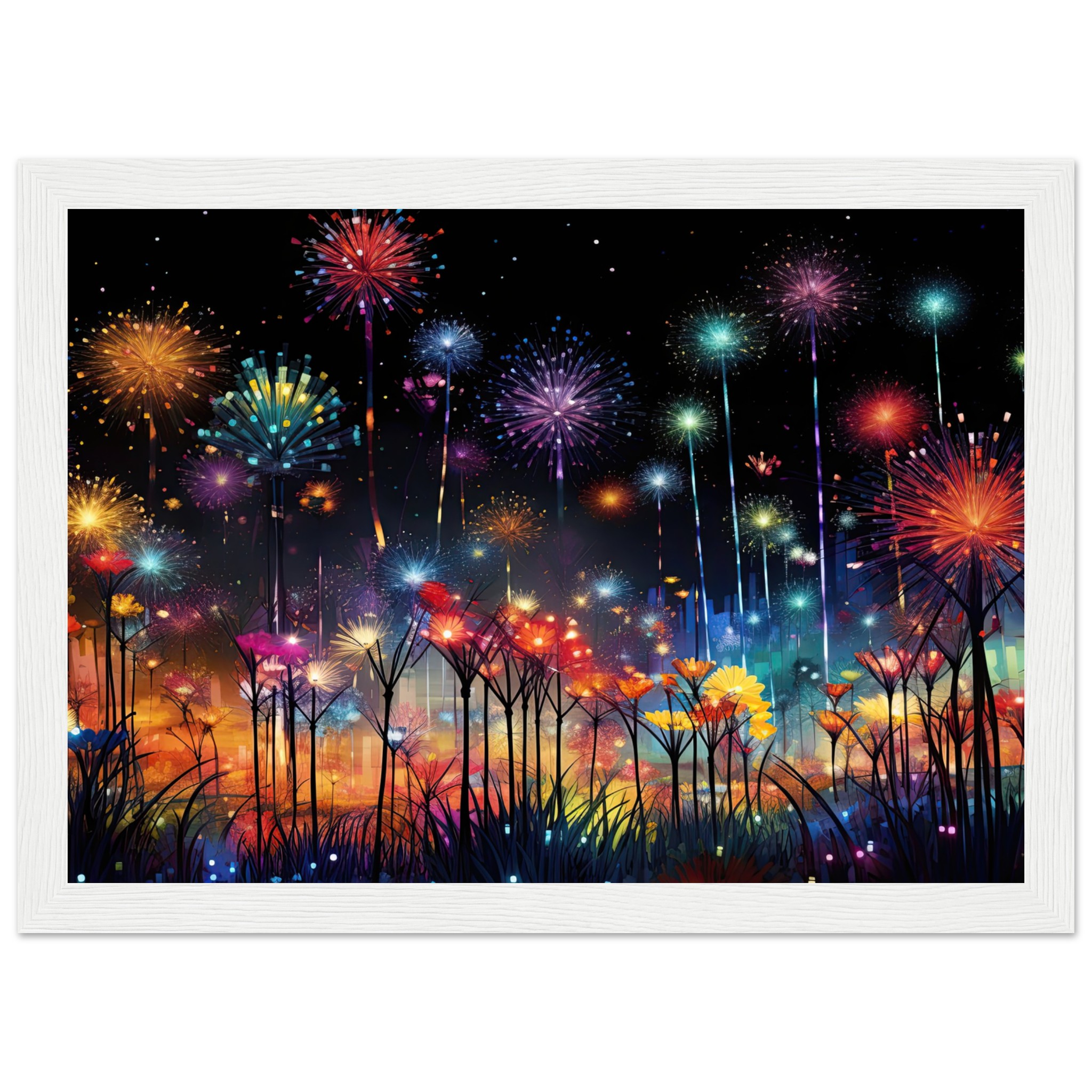 Fireworks and Flowers of Light and Color Framed Print