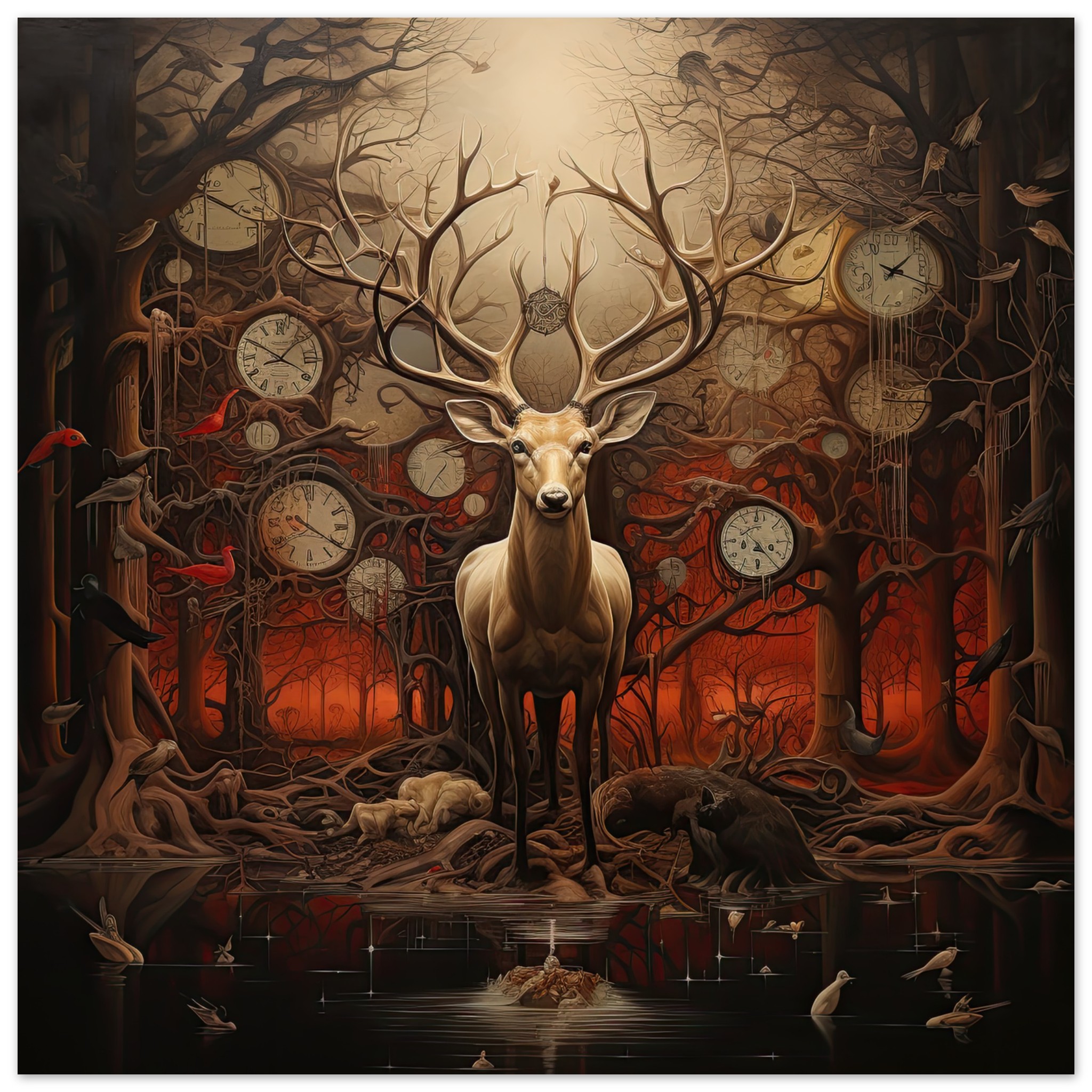 Forest Spirit God of Time Metal Print – 40×40 cm / 16×16″