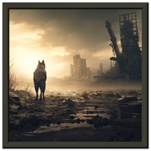 Lone Wolf Post-Apocalyptic World Framed Print