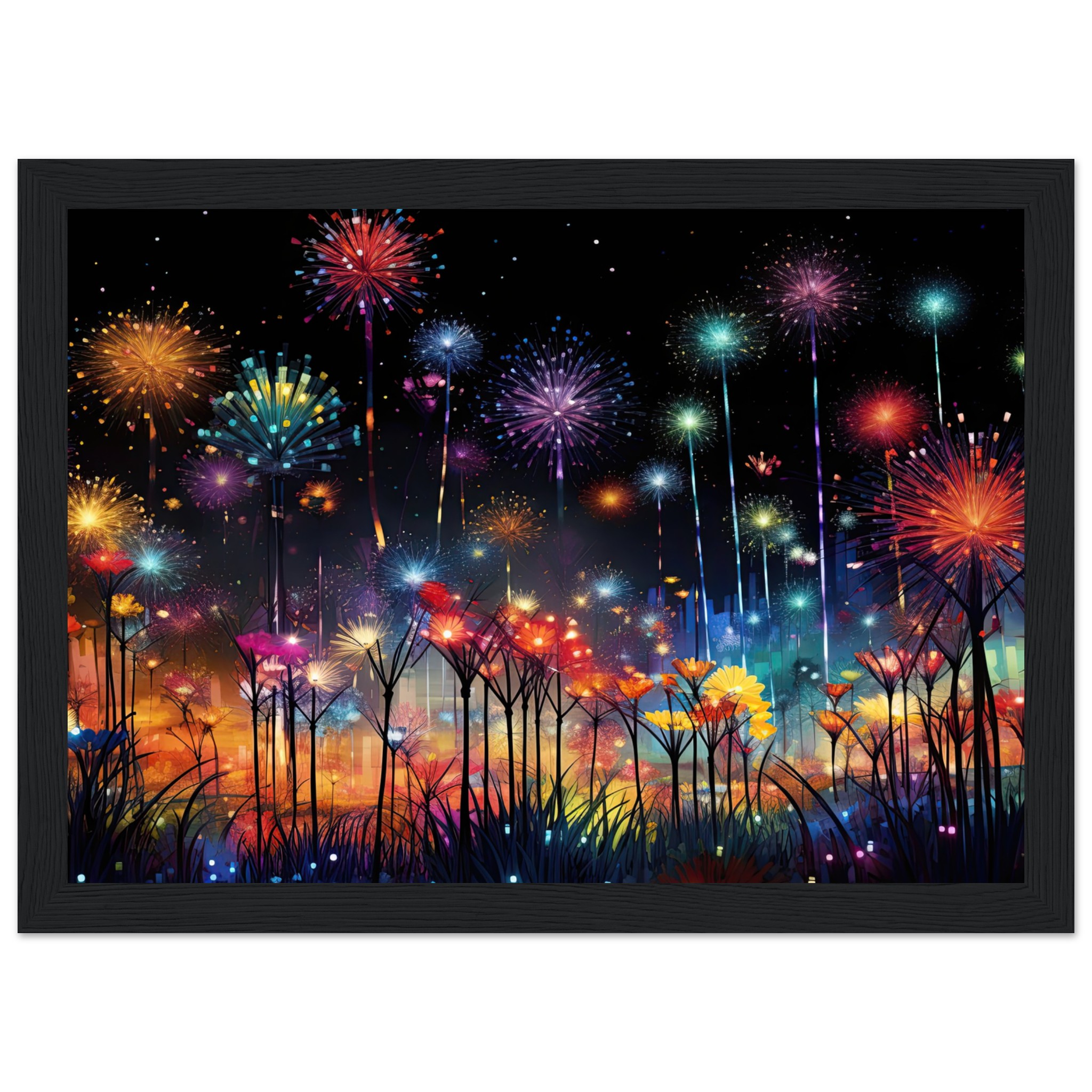 Fireworks and Flowers of Light and Color Framed Print