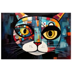 Abstract Painted Cat Face Metal Print - 60x90 cm / 24x36″
