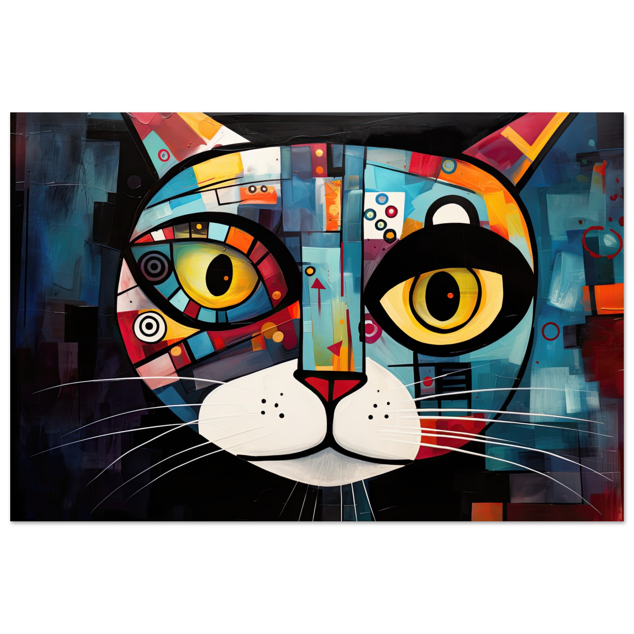 Abstract Painted Cat Face Metal Print – 60×90 cm / 24×36″