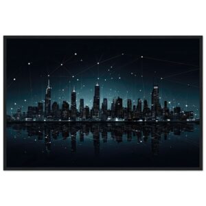 City Skyline Night Constellations Framed Print