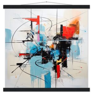 Abstract White Painted Hanging Print - 50x50 cm / 20x20″, Black wall hanger