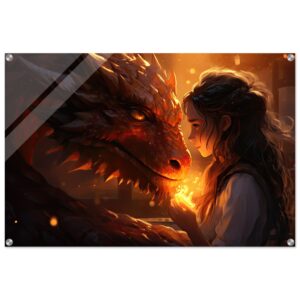 Magical Friendship - Girl and Dragon - Acrylic Print - 60x90 cm / 24x36″