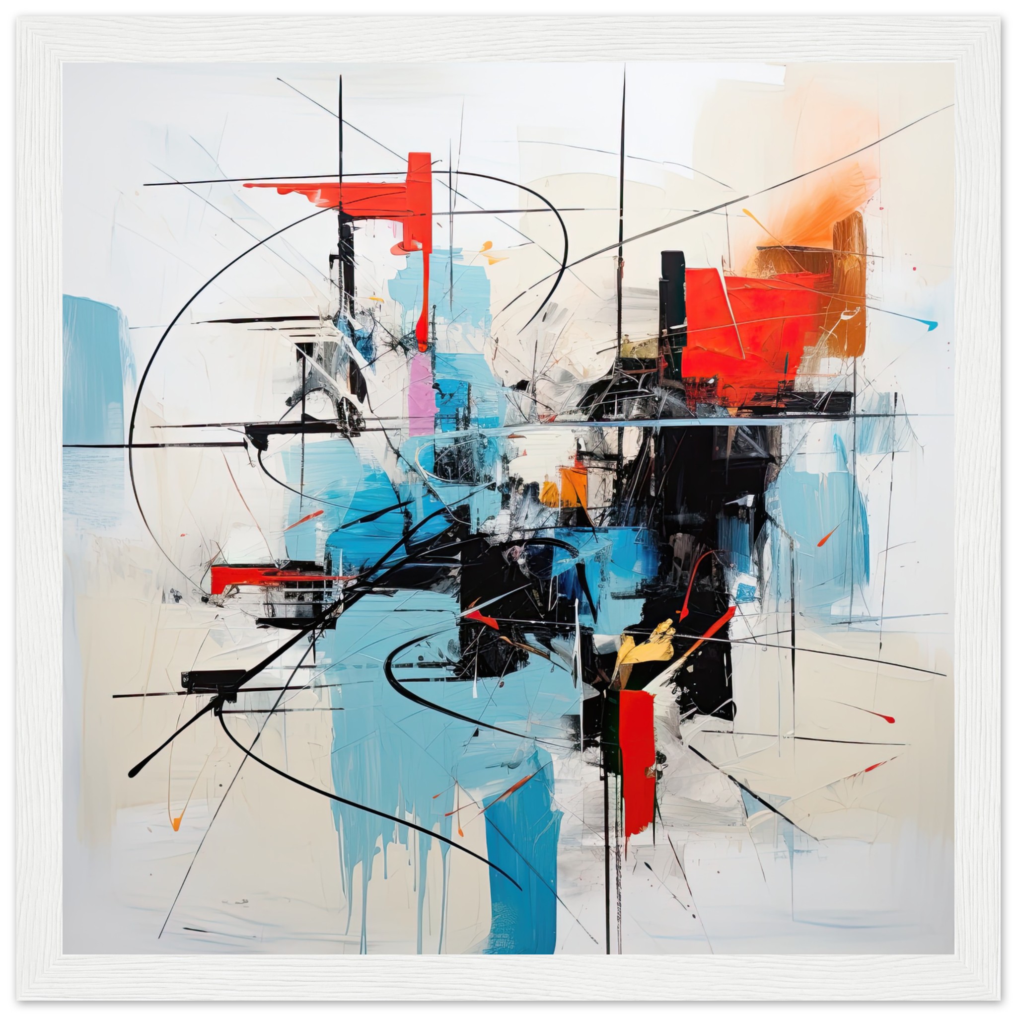Abstract White Painted Framed Print
