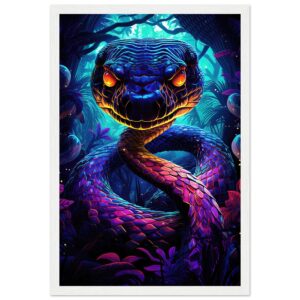 Psychedelic Snake Ultraviolet Colors Framed Print