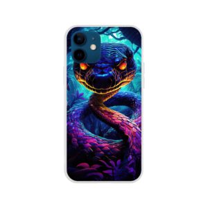 Psychedelic Snake Ultraviolet Colors Phone Case - Flexi case, Apple - iPhone 12