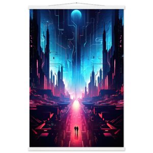 Digital Paradise Abstract Futuristic Hanging Print - 60x90 cm / 24x36″, White wall hanger