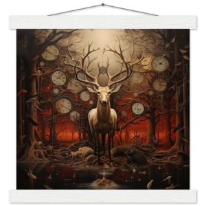 Forest Spirit God of Time Hanging Print - 30x30 cm / 12x12″, White wall hanger
