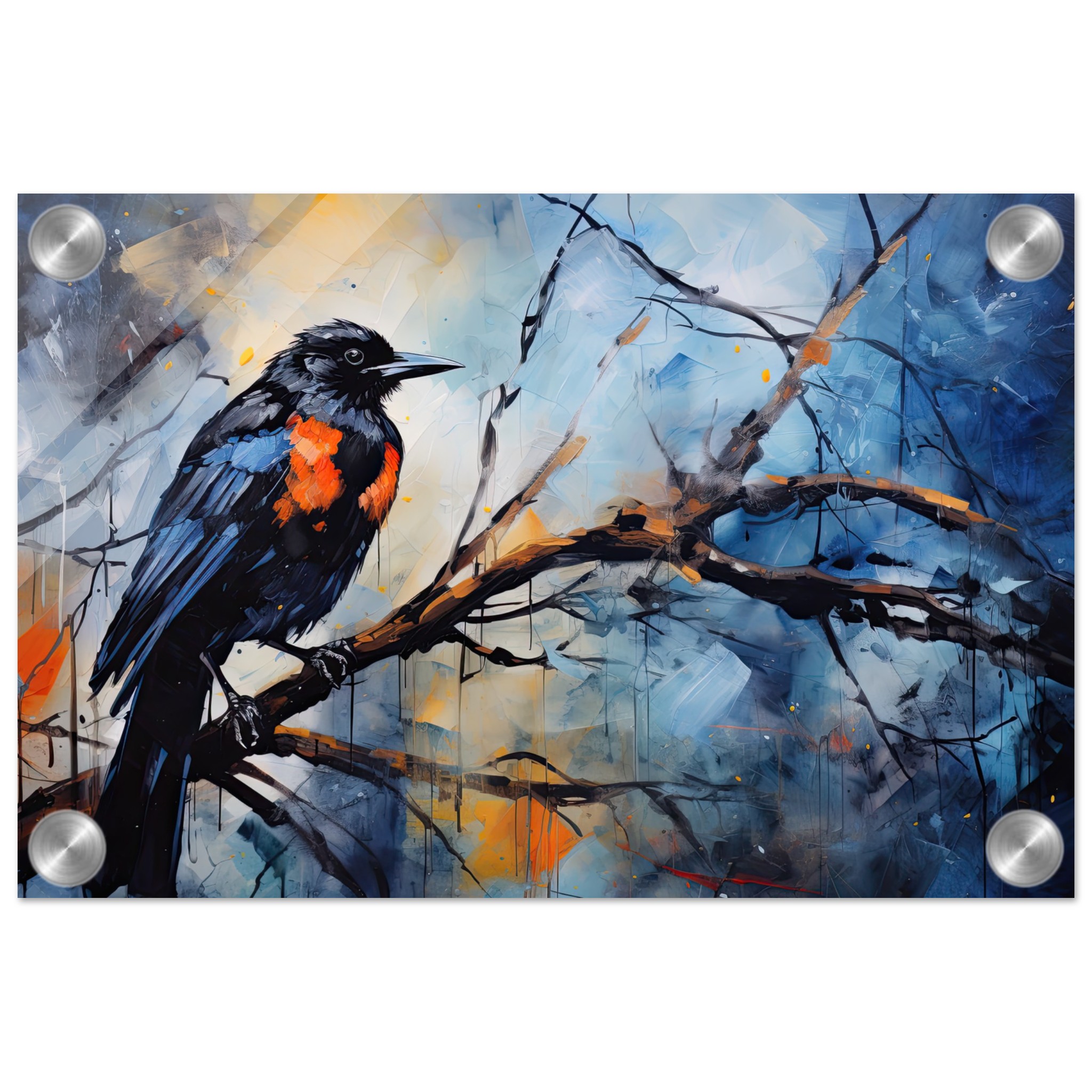 Bird Watercolor Painting Abstract Acrylic Print – 20×30 cm / 8×12″