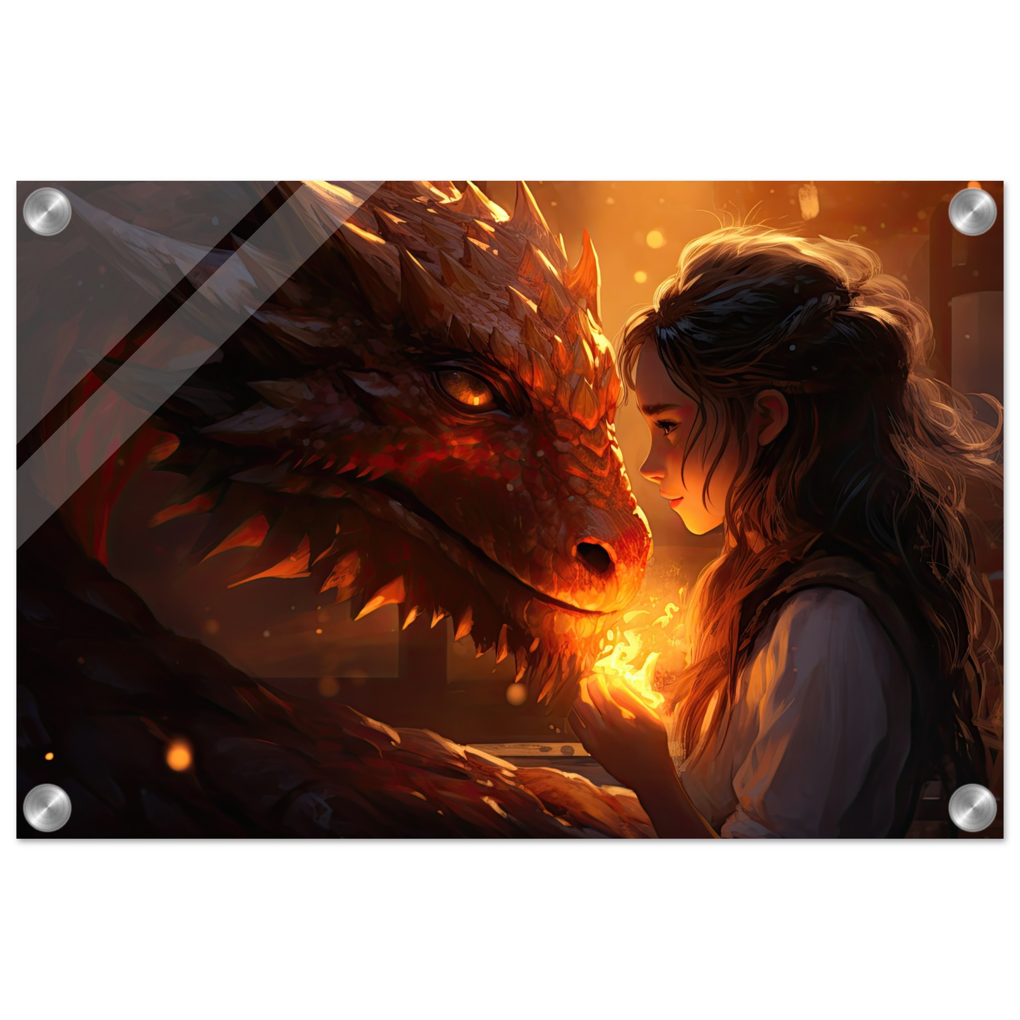 Magical Friendship – Girl and Dragon – Acrylic Print – 30×45 cm / 12×18″
