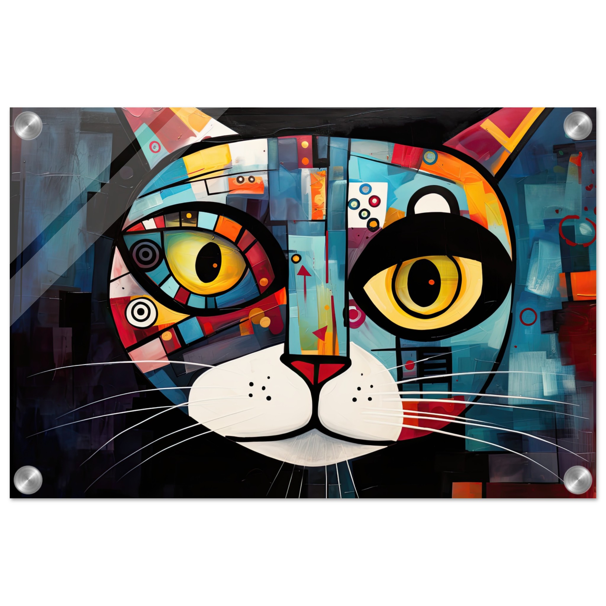 Abstract Painted Cat Face Acrylic Print – 30×45 cm / 12×18″