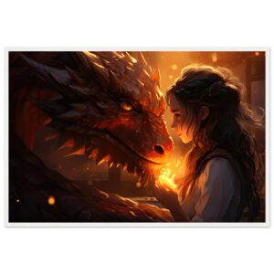 Magical Friendship – Girl and Dragon – Framed Print