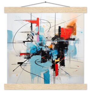 Abstract White Painted Hanging Print - 30x30 cm / 12x12″, Natural wood wall hanger