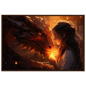 Magical Friendship – Girl and Dragon – Framed Print