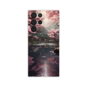 Secret Cherry Blossom Temple Phone Case - Flexi case, Samsung - Galaxy S22 Ultra