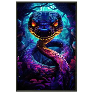 Psychedelic Snake Ultraviolet Colors Framed Print