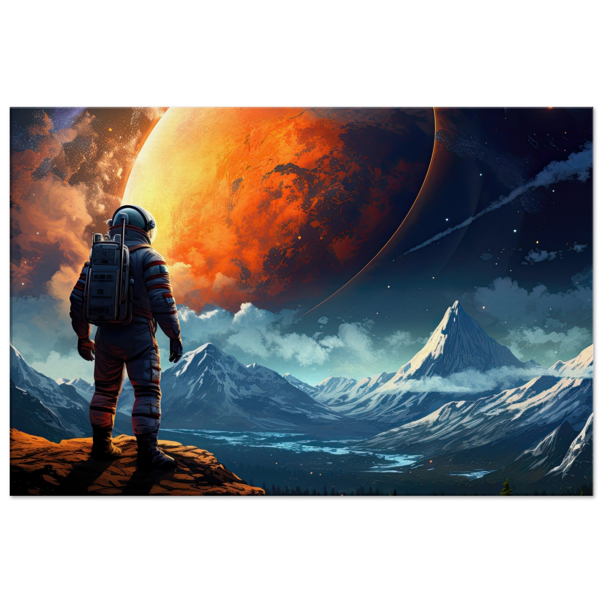 The Great Moon – Astronaut Canvas Print – 60×90 cm / 24×36″, Thick