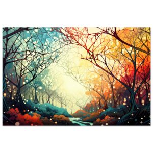 Forest Colorful Abstract Landscape Metal Print - 30x45 cm / 12x18″
