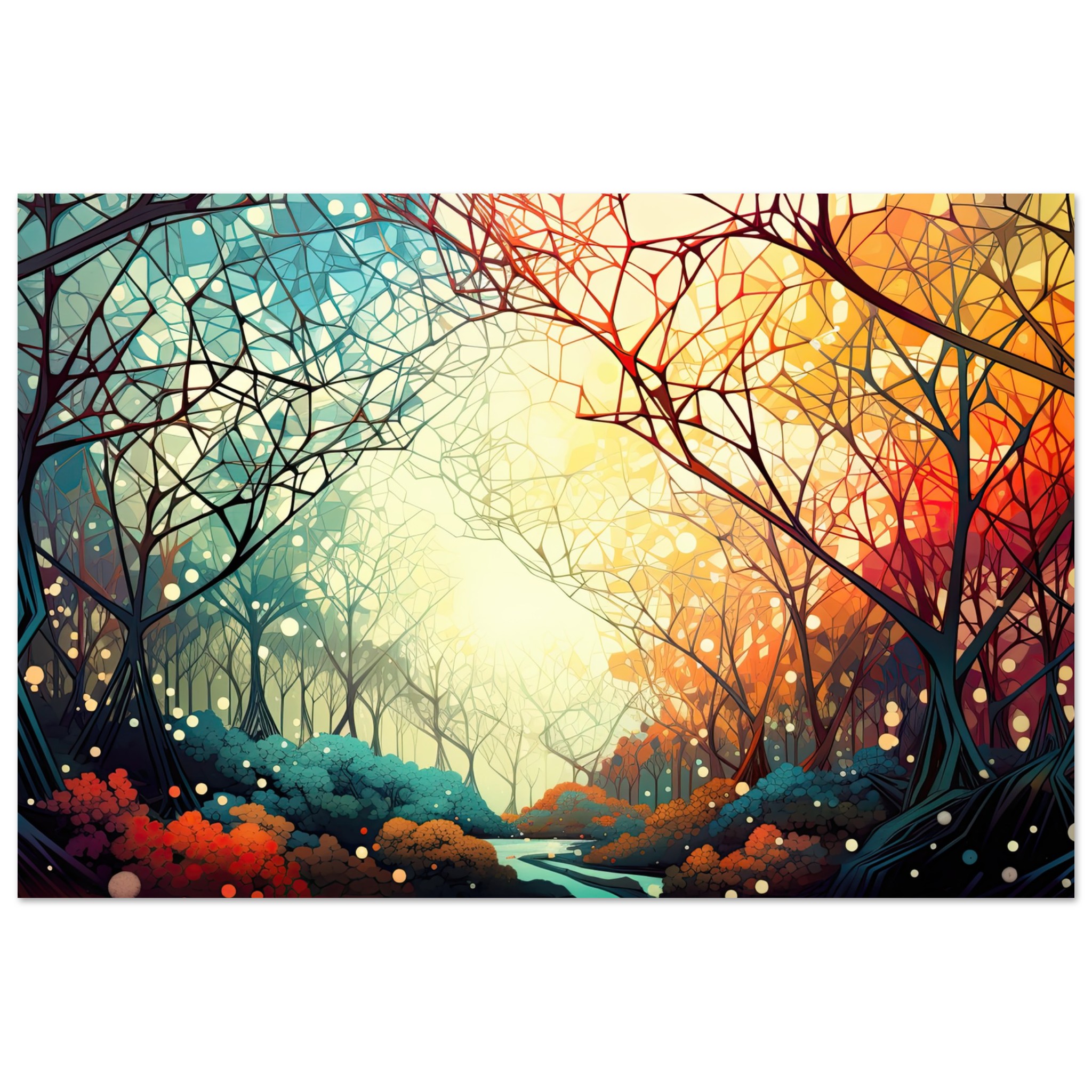Forest Colorful Abstract Landscape Metal Print – 30×45 cm / 12×18″