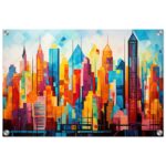 Colorful Abstract Cityscape Painted - Acrylic Print