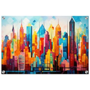 Colorful Abstract Cityscape Painted - Acrylic Print