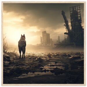 Lone Wolf Post-Apocalyptic World Framed Print