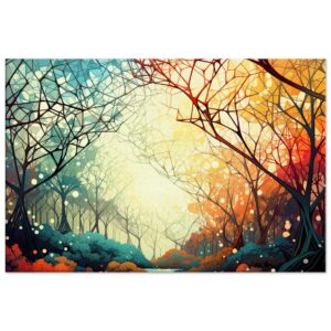 Forest Colorful Abstract Landscape Canvas Print - 60x90 cm / 24x36″, Thick
