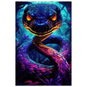 Psychedelic Snake Ultraviolet Colors Canvas Print - 50x75 cm / 20x30″, Slim