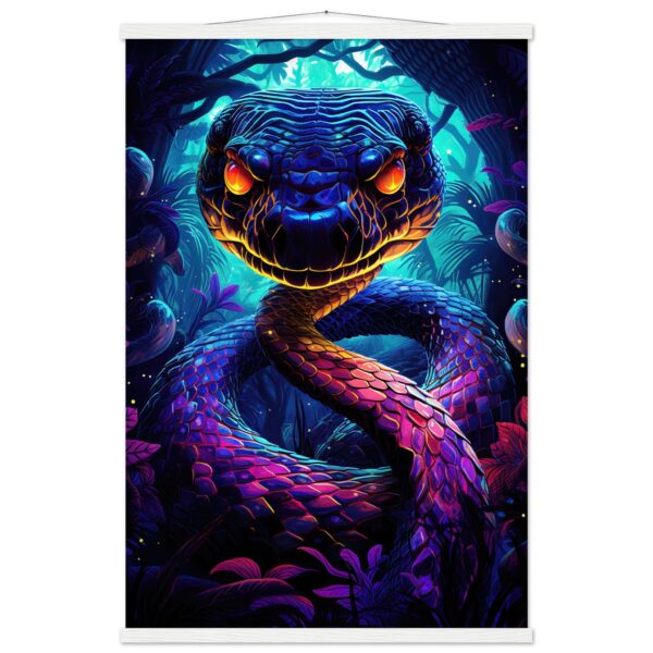 Psychedelic Snake Ultraviolet Colors Hanging Print - 60x90 cm / 24x36″, White wall hanger