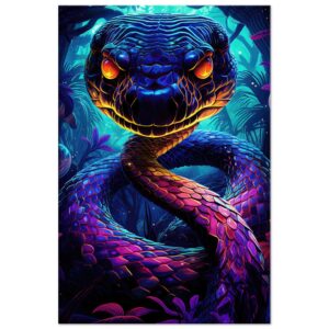 Psychedelic Snake Ultraviolet Colors Canvas Print - 60x90 cm / 24x36″, Thick