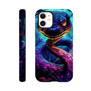 Psychedelic Snake Ultraviolet Colors Phone Case - Tough case, Apple - iPhone 12 Mini