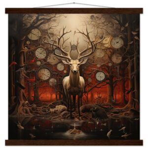 Forest Spirit God of Time Hanging Print - 50x50 cm / 20x20″, Dark wood wall hanger