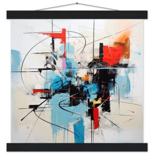 Abstract White Painted Hanging Print - 35x35 cm / 14x14″, Black wall hanger
