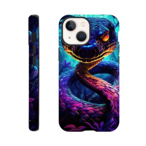 Psychedelic Snake Ultraviolet Colors Phone Case - Tough case, Apple - iPhone 13 Mini
