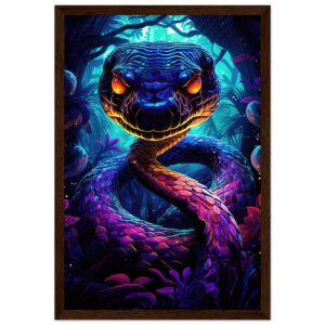 Psychedelic Snake Ultraviolet Colors Framed Print