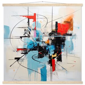 Abstract White Painted Hanging Print - 70x70 cm / 28x28″, Natural wood wall hanger