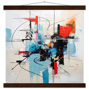 Abstract White Painted Hanging Print - 40x40 cm / 16x16″, Dark wood wall hanger