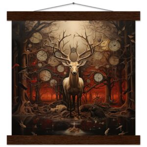 Forest Spirit God of Time Hanging Print - 30x30 cm / 12x12″, Dark wood wall hanger