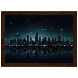 City Skyline Night Constellations Framed Print
