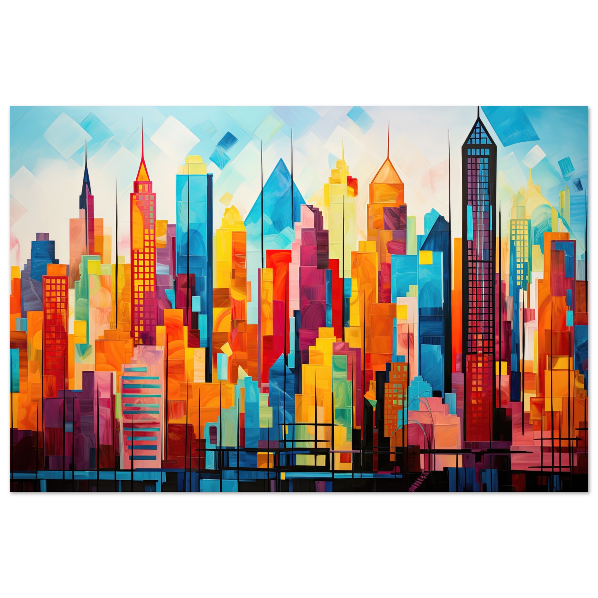 Colorful Abstract Cityscape Painted – Poster – 40×60 cm / 16×24″