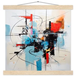Abstract White Painted Hanging Print - 35x35 cm / 14x14″, Natural wood wall hanger