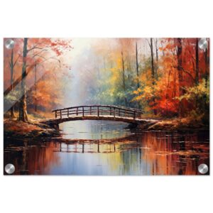 Autumn Bridge - Acrylic Painting Acrylic Print - 30x45 cm / 12x18″