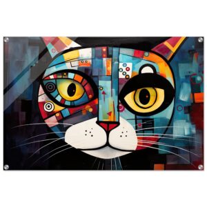 Abstract Painted Cat Face Acrylic Print - 60x90 cm / 24x36″