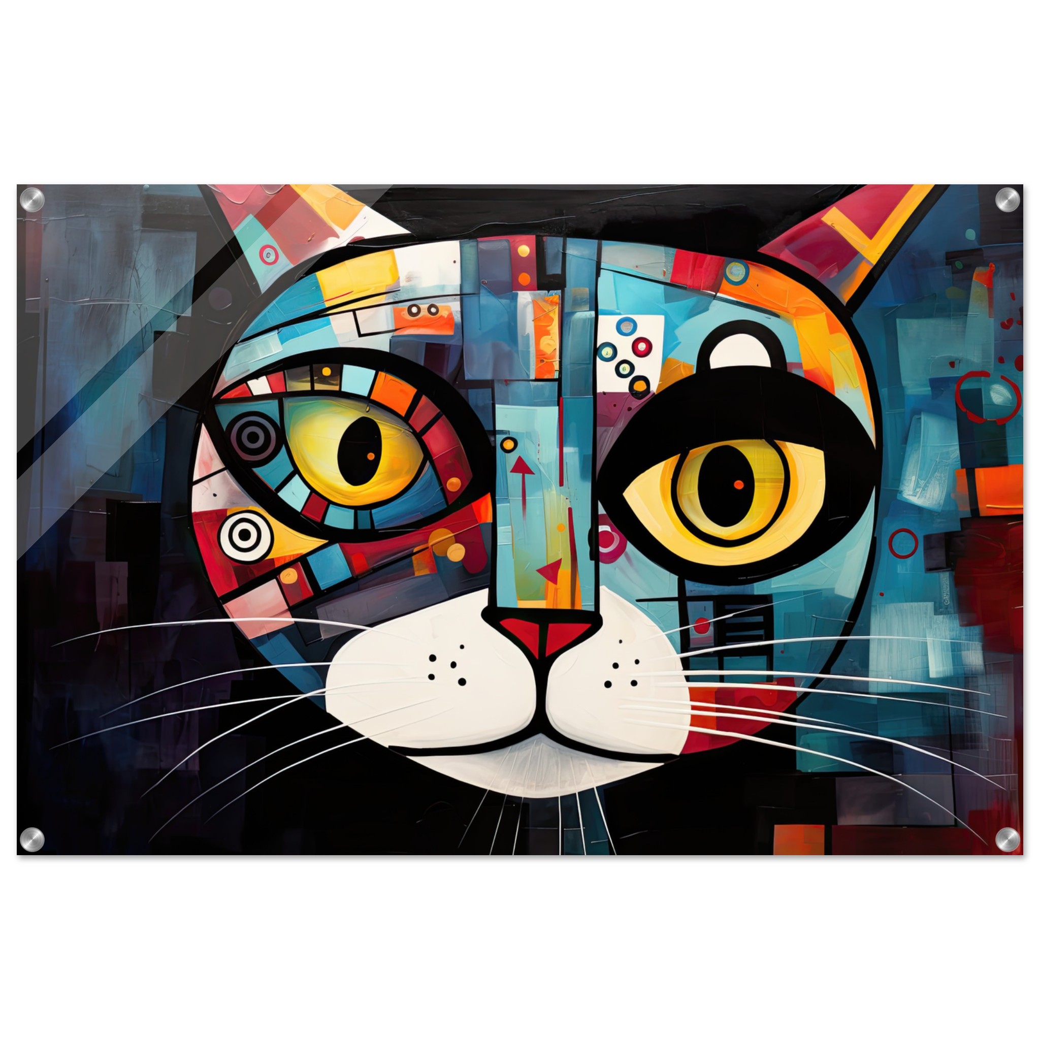 Abstract Painted Cat Face Acrylic Print – 60×90 cm / 24×36″
