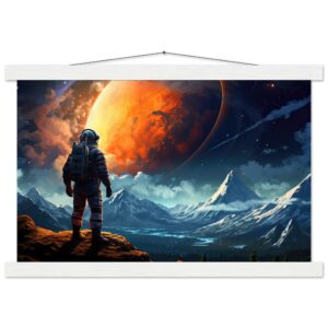The Great Moon - Astronaut Hanging Print - 30x45 cm / 12x18″, White wall hanger