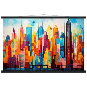 Colorful Abstract Cityscape Painted - Hanging Print - 60x90 cm / 24x36″, Black wall hanger