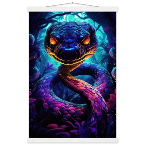 Psychedelic Snake Ultraviolet Colors Hanging Print - 40x60 cm / 16x24″, White wall hanger