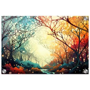 Forest Colorful Abstract Landscape Acrylic Print - 30x45 cm / 12x18″